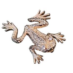 St. John Gold-tone and Swarovski Crystal Frog Brooch
